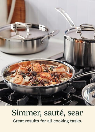 Cuisinart 12-Piece Cookware Set, MultiClad Pro Triple Ply Stainless Steel Cookware Set, Heat Surround Technology, Cool Grip Stick Handles, Oven Safe Up to 500°F, MCPS-12N, Silver