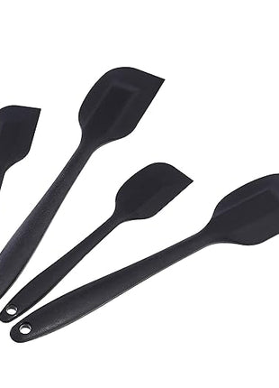 Amazon Basics Non-Stick Heat Resistant Rectangular Silicone Spatula Set, 2 Small & 2 Large Spatulas, Black, Pack of 4