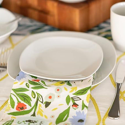 10 Strawberry Street Simply Square 16 Piece Dinnerware Set, Porcelain, White