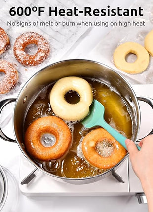 600ºF Heat Resistant Silicone Spatulas: U-Taste Upgraded Flexible Food Grade Silicon Baking Scraper, Sturdy Rubber Kitchen Cooking Mixing Utensils for Nonstick Cookware Set of 4 (Multicolors)