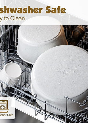 SENSARTE 17 Piece Pots and Pans Set, Nonstick Detachable Handle Cookware Set, Induction Kitchen Cookware Set with Removable Handle, Healthy Non Stick for RV, Dishwasher ＆ Oven Safe, PFOA Free (White)