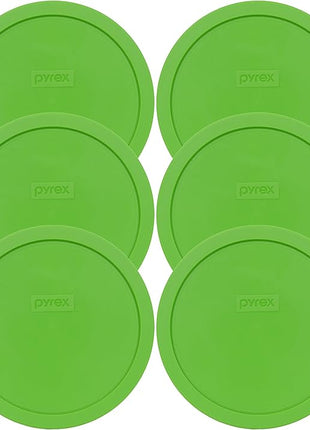 Pyrex 7402-PC Green Round 6/7 Cup Plastic Storage Lid, Made in USA - 6 Pack