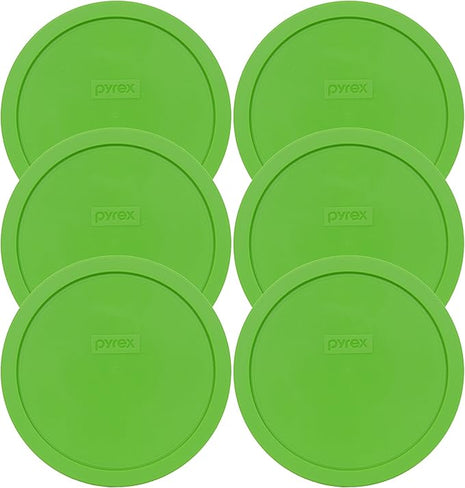 Pyrex 7402-PC Green Round 6/7 Cup Plastic Storage Lid, Made in USA - 6 Pack