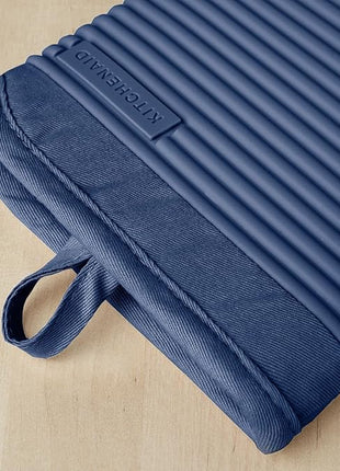 KITCHENAID Ribbed Soft Silicone Oven Mitt 2-Pack Set, 7.5"x13", Blue Willow