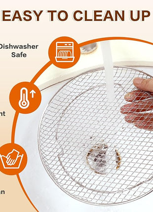 7.8" Air Fryer Accessories, 3 Stackable Racks for Instant Vortex, Nuwave Air Fryer, Ninja Foodi Grill, Multi-Layer 304 Stainless Steel Grill Rack, Fits 5.8 QT Air Fryer Oven