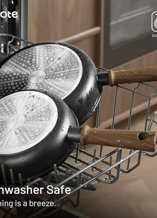 CAROTE 24Pcs Nonstick Kitchen Cookware Sets, Non stick Pots and Pans set, Induction Cookware Set Black