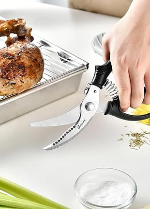Heavy Duty Poultry Shears - Kitchen Scissors for Cutting Chicken, Poultry, Game, Meat - Chopping Vegetable - Spring Loaded