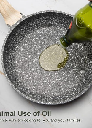 CAROTE Nonstick Frying Pan Skillet,Non Stick Granite Fry Pan Egg Pan Omelet Pans, Stone Cookware Chef's Pan, PFOA Free,Induction Compatible(Classic Granite, 8-Inch)