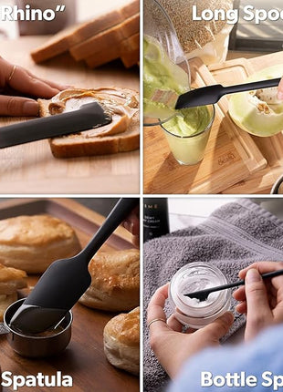 DI ORO Silicone Jar Spatulas for Scraping - Rubber Spatulas Silicone Heat Resistant - Kitchen Spatulas Nonstick Cookware Safe - Silicone Utensil Set for Blenders, Mixing, Baking, & Makeup (5pc, Mint)