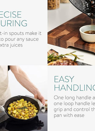 Navaris Cast Iron Skillet - 10 inch Cast Iron Pan - Seasoned Cookware for Frying, Cooking, Oven, Stove Top, Camping