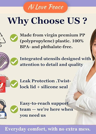 AI LOVE PEACE Ramen Bowl, 40 oz Microwaveable Noodle Cooker for Ramen, Pho, Soup, and Pasta, Dishwasher Safe and Portable, Ideal for Home, Office, Dorm, or Gift (Purple)