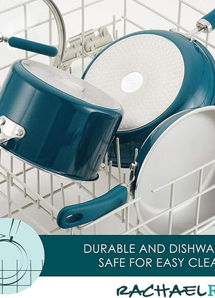 Rachael Ray 12212 Create Delicious Nonstick Frying/Fry Pan/Skillet with Helper Handle, 14.5 Inch - Teal Shimmer