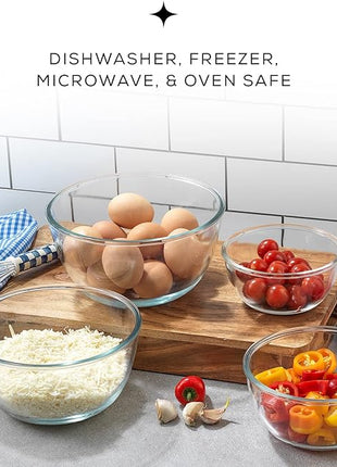 JoyJolt Kitchen Mixing Bowls - 8pc Glass with Lids Set – Neat Nesting Large Bowl Batter Cooking Storage and Big Salad BPA-Free Black