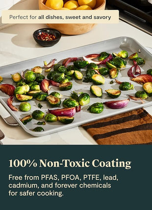 Caraway Non-Stick Ceramic Large Baking Sheet Sheet - Naturally Slick Ceramic Coating - Non-Toxic, PTFE & PFOA Free - Perfect for Baking, Roasting, and More - Large (18" x 13") - Gray