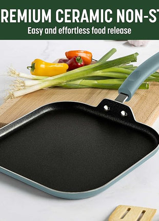 Goodful Ceramic Nonstick Pots and Pans Set, Premium Ceramic Coating Made without PFOA, PTFE or PFAS, Dishwasher Safe, 12-Piece, Turquoise