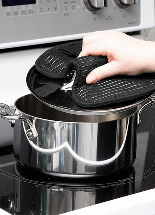 All-Clad Premium Pot Holder & Hot Pad: Heat Resistant to 500 Degrees - 100% Cotton, 10"x6.25" Hot Pad for Kitchen and Barbeque, 4-Pack, Black