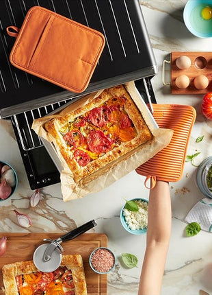 KitchenAid Ribbed Soft Silicone Pot Holder 2-Pack Set, Honey, 7"x9"