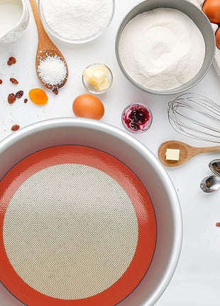 Silicone Baking Mats, 2 PCS Round Silicone Mats for 9 Inch Cake Pan, Non-Stick Reusable Cookie Sheet Liners for Baking Pans for Cake/Bread/Pizza/Macaron/Pastry/Cookie/Bun/Pie