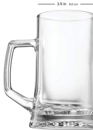 Bormioli Rocco 4-Pack Solid Heavy Large Beer Glasses with Handle - 17.1/4 Ounce Glass Steins, Traditional Beer Mug glasses Set, Perfect Coffee - Tea Glass, Everyday Drinking Glasses, Cocktail Glasses