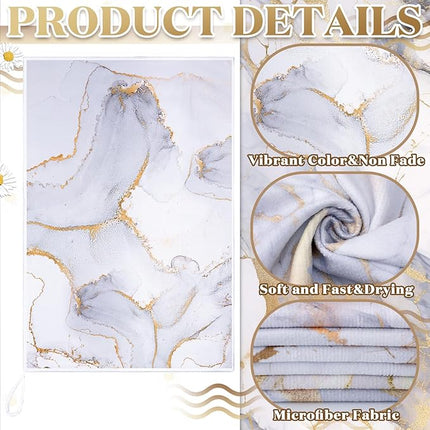 Boyiee Set of 6 Marble Kitchen Towels Gold Dish Towels Absorbent Stylish Marble Tea Towels 24 x 16 Inches Modern Hand Towels Housewarming Gifts for Farmhouse Kitchen Bathroom Decorations