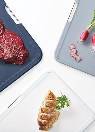 Joseph Joseph Nest Large 3-Piece Color coded Cutting Board Set with Storage Stand, Large - Grey