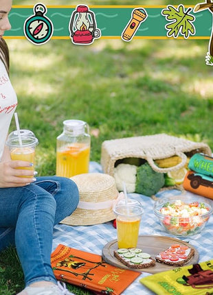 Boyiee Set of 6 Camping Kitchen Towels Absorbent Dishcloths Bonfire Tent Car Tea Towels 24 x 16 Inches with Funny Sayings Novelty Gifts for Campers Happy Camper Camping Accessories for Rv Campers