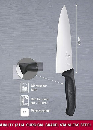 Victorinox Swiss Classic 8-Inch Chef's Knife with Straight-Edge Blade and Black Handle