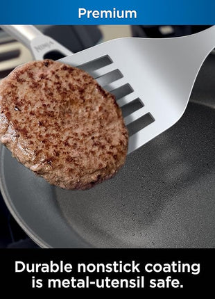 Ninja C38000 Foodi NeverStick Premium 8-Piece Cookware Set with Glass Lids, Hard-Anodized, Nonstick, Durable & Oven Safe to 500°F, Slate Grey