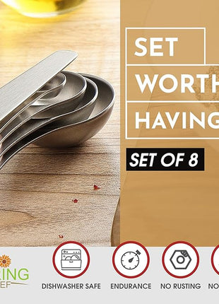 Spring Chef Stainless Steel Magnetic Measuring Spoons Set of 8 with Leveler, Dual Sided Teaspoon & Tablespoon Measuring Spoons with Strong Magnets, Kitchen Gadgets for Baking & Cooking - Pink Lemonade