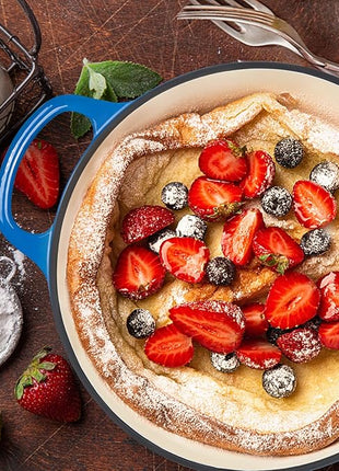 Miereirl 6 Quart Enameled Dutch Oven Pot with Lid, Cast Iron Dutch Oven with Dual Handles for Bread Baking, Cooking, Non-stick Enamel Coated Cookware (Dark Blue)