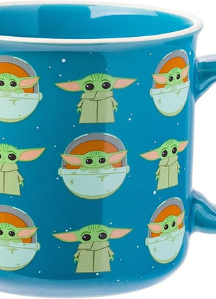 Silver Buffalo Star Wars The Mandalorian Repeat Poses Ceramic Camper-Style Coffee Mug, 20-Ounces