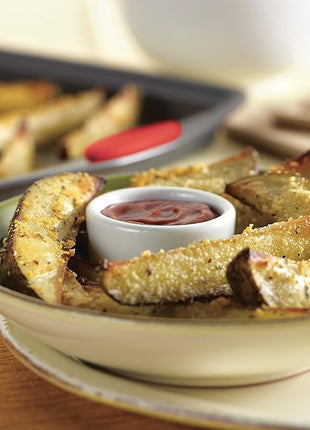 Rachael Ray Bakeware Nonstick Cookie Pan Set, 3-Piece, Gray with Red Grips