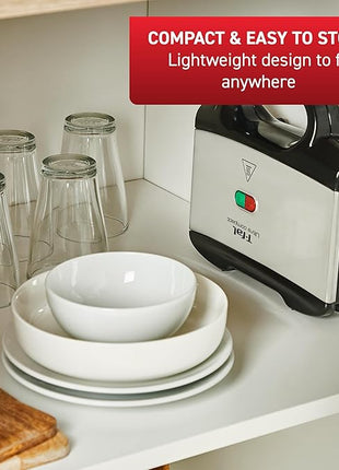 T-fal Compact Sandwich Maker, Stainless Steel, Easy to Clean, Indicator Lights, Cool Touch Handle, Grilled Cheese, Panini, 625 Watts, Black
