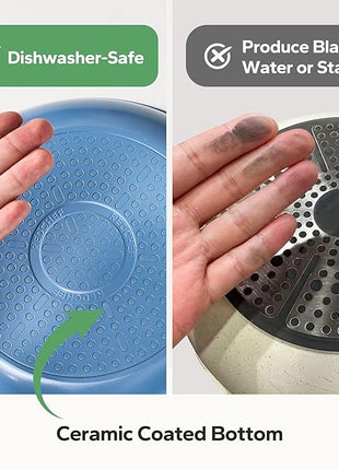 Redchef Non Stick Ceramic Frying Pan Set, Non Toxic Ceramic Pans for Cooking, 8" 9.5" 11" Skillet Set, No PFAS & PTFE & PFOA with Stainless Steel Handle, Dishwasher & Oven Safe Max up to 842°F (Blue)