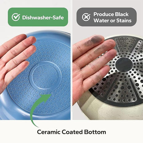 Redchef Non Stick Ceramic Frying Pan Set, Non Toxic Ceramic Pans for Cooking, 8" 9.5" 11" Skillet Set, No PFAS & PTFE & PFOA with Stainless Steel Handle, Dishwasher & Oven Safe Max up to 842°F (Blue)