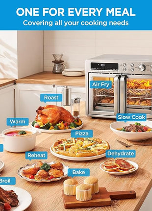 Midea Flexify French Door Toaster Oven Air Fryer Combo, 26.4 QT, Extra Large Air Fryer Countertop Oven 10-in-1 Combo, 25% Faster Cooking and 90% Less Oil, Stainless Steel