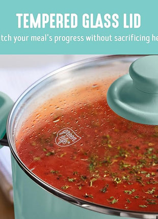 GreenLife Soft Grip 16 Piece Cookware Set, Non-Toxic PFAS-Free Ceramic Nonstick, Pots, Frying, Sauce, Saute, Glass Lids, Stay-Cool Handles, Wobble Free Bases, Dishwasher & Oven Safe, Turquoise