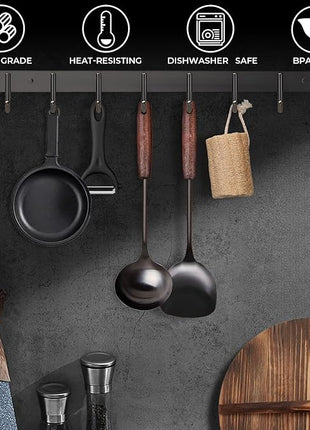 MARTE Spatula & Ladle Wok Tool Set,[High-Grade Titanium Plated, Heat Resistant]14.8-15 Inches Stainless Steel Vintage Wok Utensils,Kitchen Cooking Utensils Set of 2-Ergonomic Solid Wood Handle