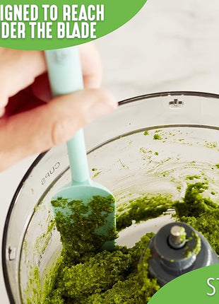 GreenLife Cooking Tools and Utensils, Easy Reach Silicone Spatula Set for Baking Mixing and Stirring, Heat and Stain Resistant, Dishwasher Safe, White