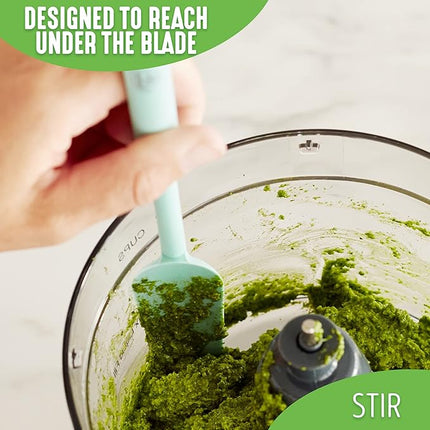 GreenLife Cooking Tools and Utensils, Easy Reach Silicone Spatula Set for Baking Mixing and Stirring, Heat and Stain Resistant, Dishwasher Safe, Grey