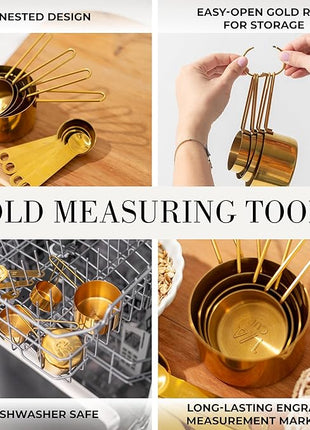 Styled Settings Black and Gold Kitchen Utensils Set - 15-Piece Nonstick BPA-Free Silicone Cooking Tools with Measuring Cups and Spoons - Luxury Kitchen Accessories for Stylish Cooking and Baking