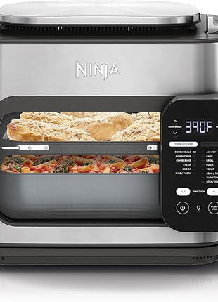 Ninja Combi All-in-One Multicooker, Oven, & Air Fryer, Complete Meals in 15 Mins, 14-in-1 Functions, Combi Cooker + Air Fry, Bake, Roast, Slow Cook and More, 3 Accessories, Stainless Steel, SFP701