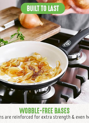 GreenLife Non Stick Fry Pan Set (7" & 10"), Non-Toxic PFAS-Free Ceramic Skillets, Dishwasher & Oven Safe, Egg Omelet Frying Pans, Stay- Cool Handles, Kitchen Home Cooking Essentials, Black and Cream