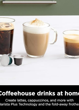 Ninja Espresso & Coffee Maker & Barista System, 3 Espresso Brew Styles, Single-Serve Coffee & Nespresso Capsule Compatible, Built-in Frother, Espresso, Cappuccino & Latte Maker, Black, CFN601