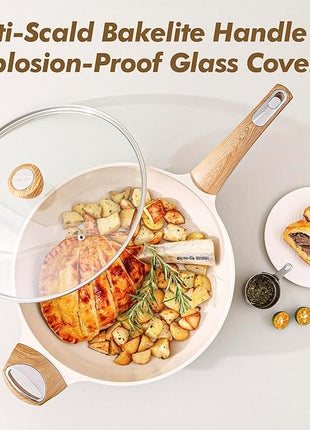 SENSARTE Ceramic Pots and Pans Set Nonstick, Kitchen Cookware Sets, 14-Piece Induction Cookware, Non-toxic Healthy Non Stick Cooking Set, with Frying Pans Set, PFAS PTFE PFOA PFOS Free