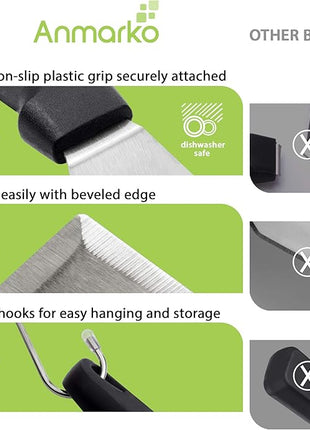 Metal Spatula and Scraper Set - Griddle Accessories kit - Grill Tongs Flat Spatula Pancake Flipper Hamburger Turner Squeeze Bottles Set - Metal Utensil Great for BBQ Grill Flat Top Cast Iron