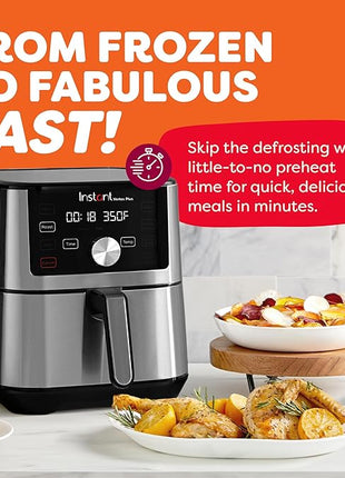 Instant Pot 4QT Vortex Plus 6-in-1 Mini Air Fryer, Custom Program Options, Crisps, Broils, Roasts, Dehydrates, Bakes, Reheats, 100+ In-App Recipes, Stainless Steel,4 Quarts