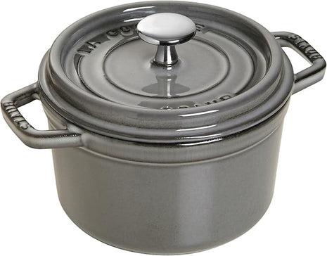 Staub Cast Iron 0.75-qt Round Cocotte - Graphite Grey, Made in France