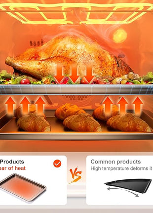 HONGBAKE Baking Sheet Pan Set, Cookie Sheet for Oven, Nonstick Bakeware Sets with Wider Grips, 3 Pack Half/Jelly Roll/Quarter Baking Tray, Premium, Dishwasher Safe-Pink