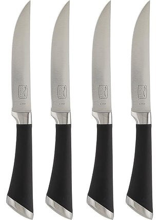 Chicago Cutlery Fusion 6 Piece Forged Premium Steak Knife Set, Cushion-Grip Handles with Stainless Steel Blades, Resists Stains, Rust, & Pitting, Kitchen Knives